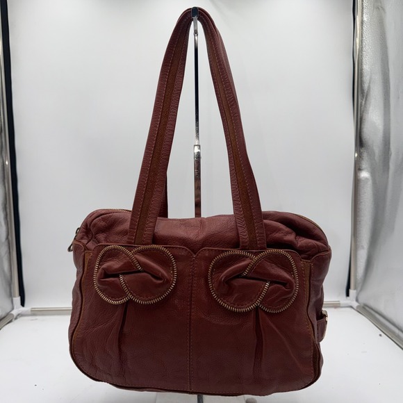 See By Chloe Handbags - See by Chloe Terracotta Red Leather Bow Zipper Trim Shoulder Bag Tote